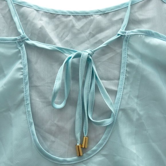 LA BLANCA Turquoise Ombré Oasis Back-Tie Side-Slit Cover-Up Dress Medium - 0015 - Picture 3 of 13